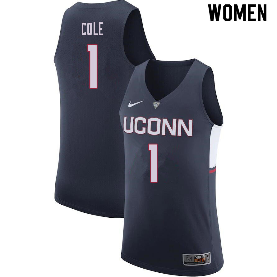 Women #1 R.J. Cole Uconn Huskies College Basketball Jerseys Sale-Navy